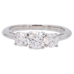 Tiffany & Co. Platinum Three Stone Diamond Engagement Ring 1.12 cts Ttl. E VS