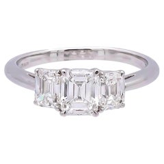 Tiffany & Co. Platinum Three-Stone Emerald Cut Engagement Ring 1.59 ct TW GVVS