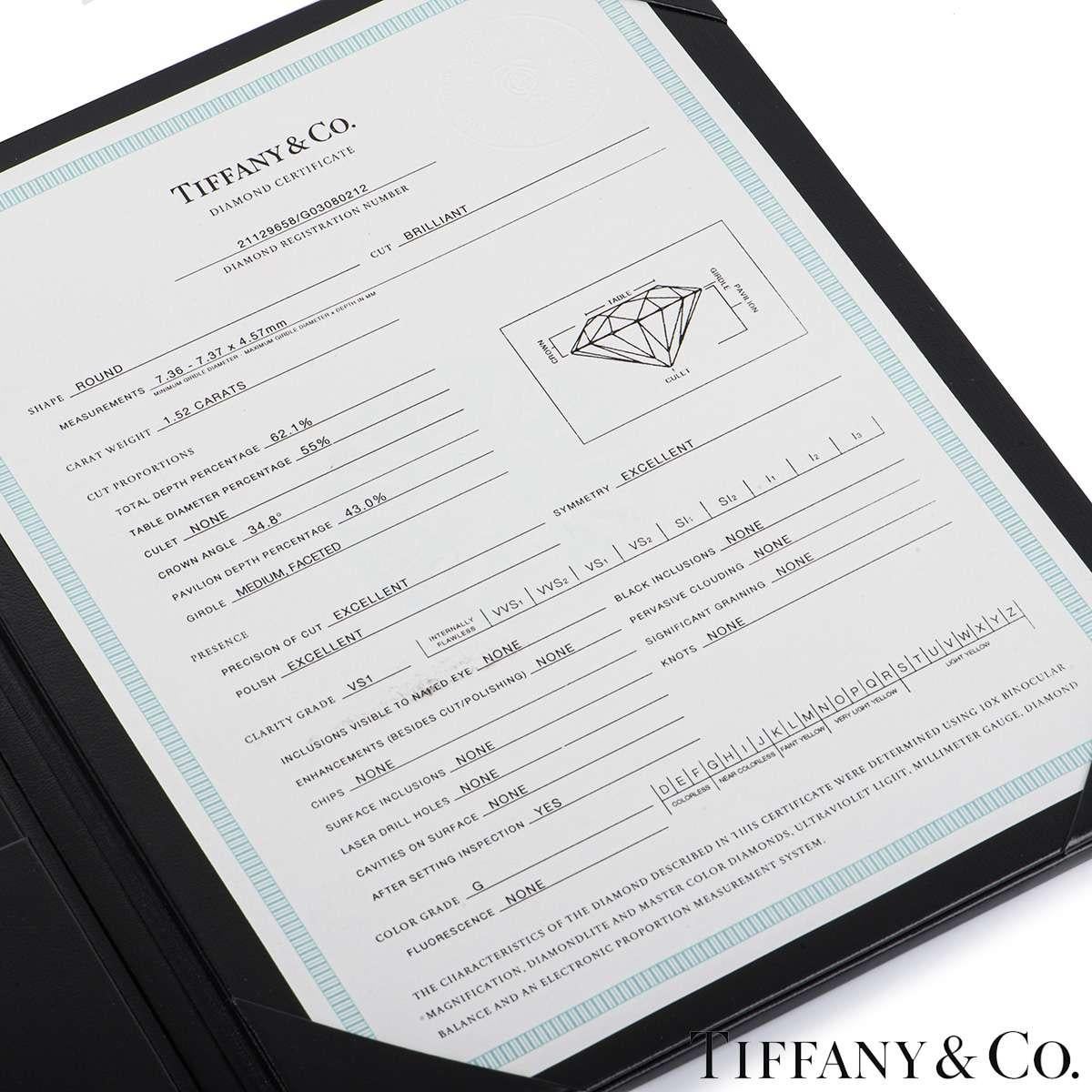 Women's Tiffany & Co. Platinum Three-Stone Engagement Ring 1.52 Carat
