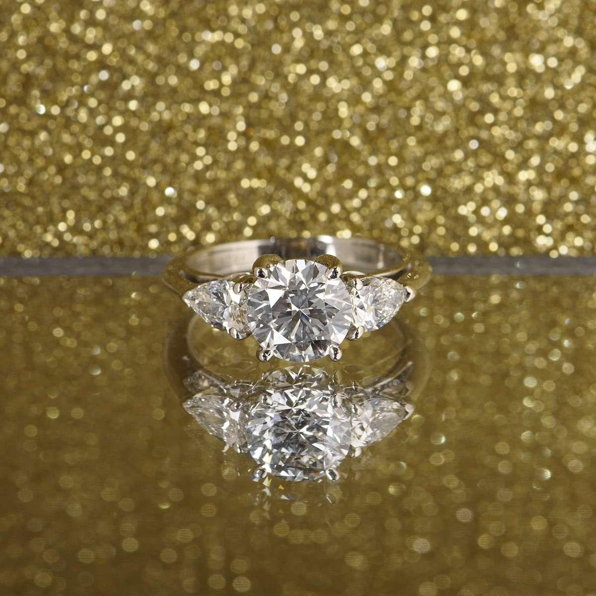 Tiffany & Co. Platinum Three-Stone Engagement Ring 1.52 Carat 1