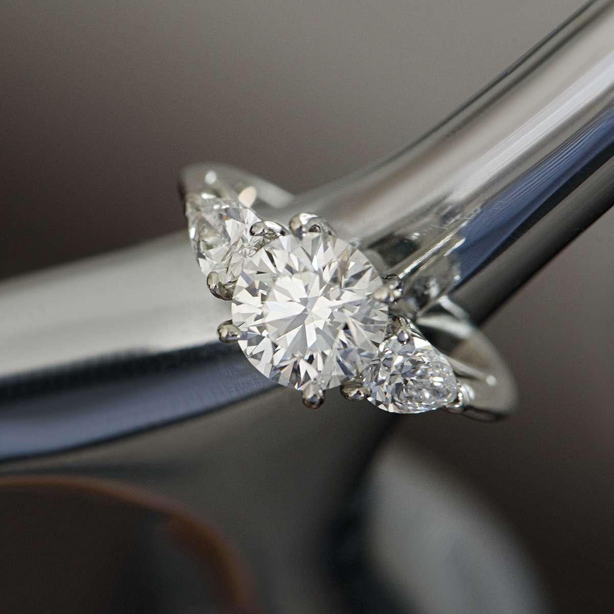 Tiffany & Co. Platinum Three-Stone Engagement Ring 1.52 Carat 2