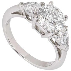 Tiffany & Co. Platinum Three-Stone Engagement Ring 1.52 Carat
