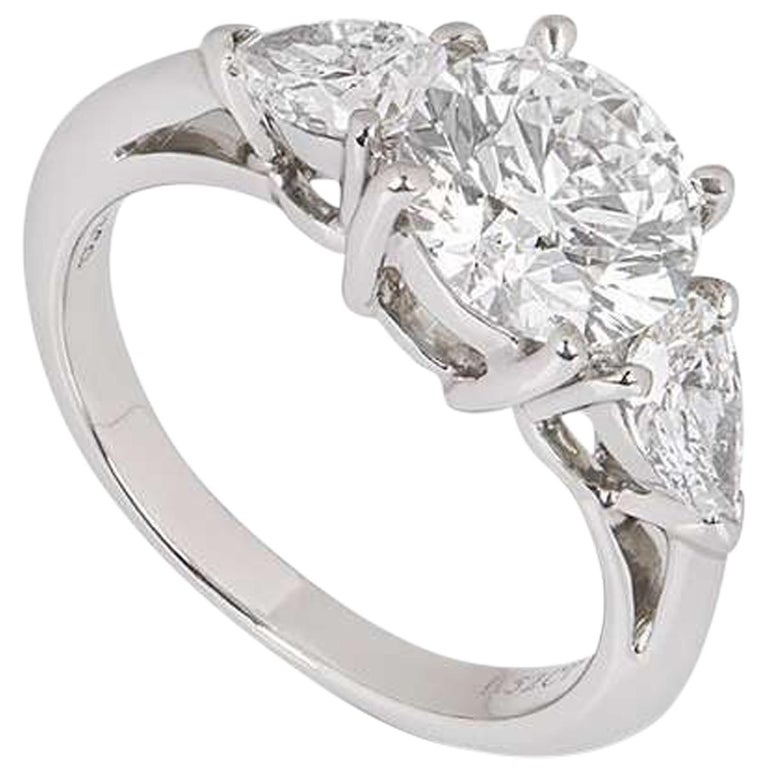 Tiffany and Co. Platinum ThreeStone Engagement Ring 1.52 Carat at 1stDibs