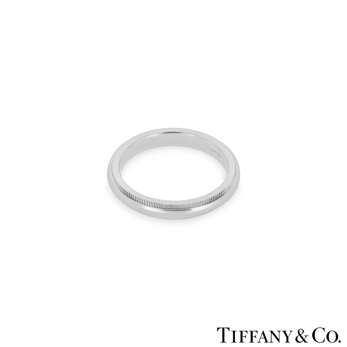 Tiffany & Co. Platinum Tiffany Together 3mm Milgrain Ring In Excellent Condition In London, GB