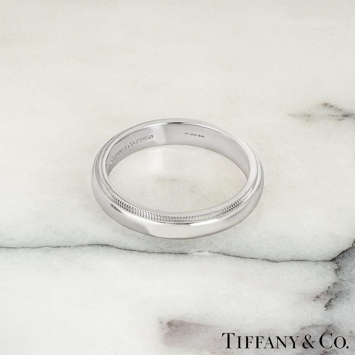 Tiffany & Co. Platinum Tiffany Together 4mm Milgrain Ring In Excellent Condition For Sale In London, GB