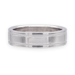 Tiffany & Co Alianza de boda doble milgrain en platino 6 mm Talla 7,5