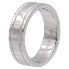 Tiffany & Co Alianza de boda doble milgrain en platino 6 mm Talla 7,5