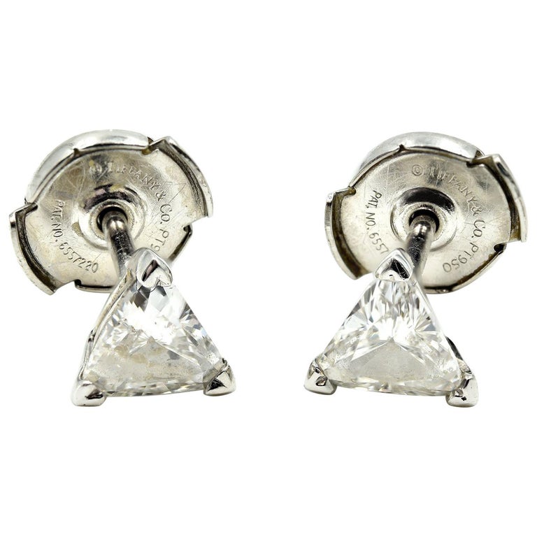 Tiffany and Co. Platinum Trilliant Diamond Stud Earrings at 1stDibs