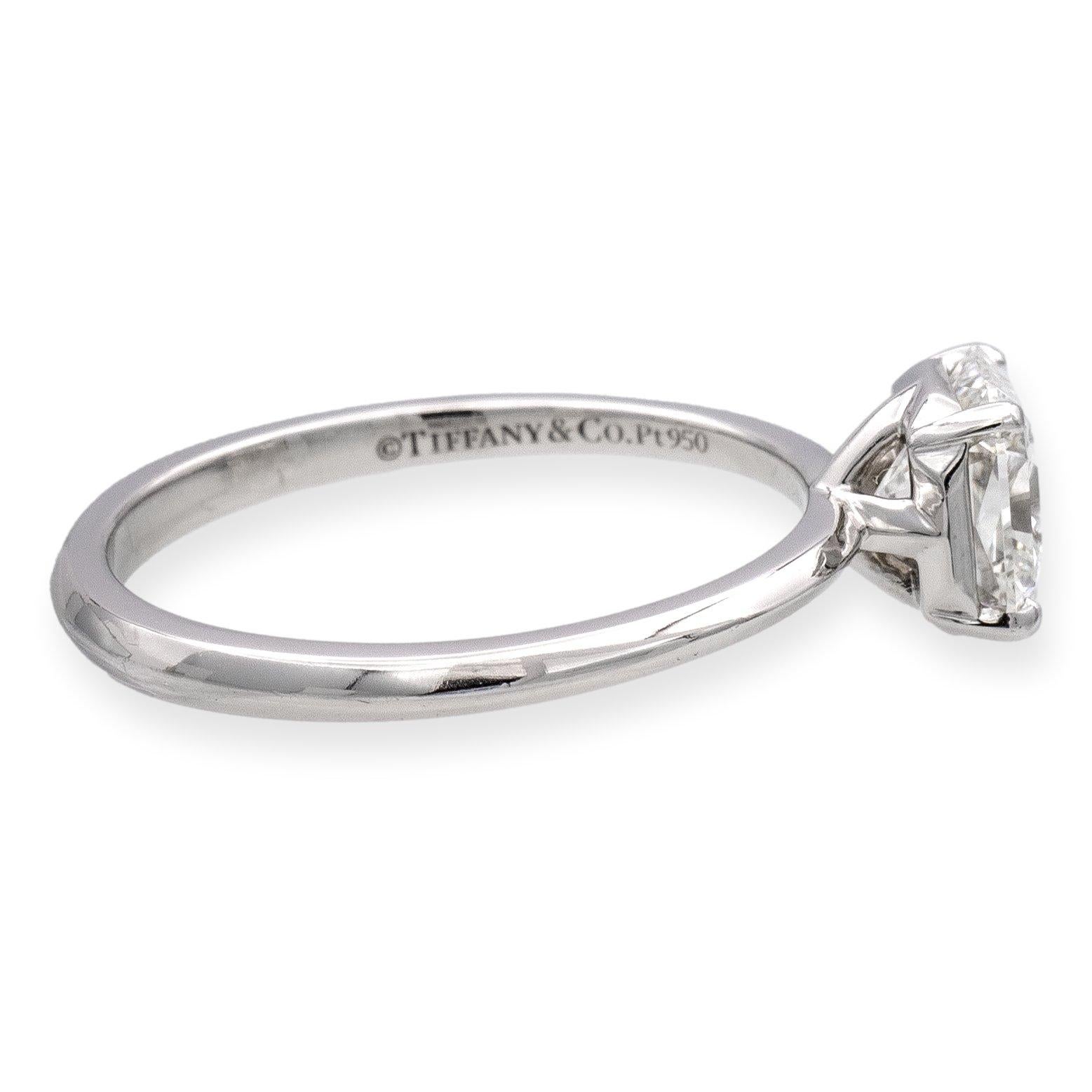 Square Cut Tiffany & Co. Platinum True Cut Diamond Engagement Ring 1.04ct E VVS1