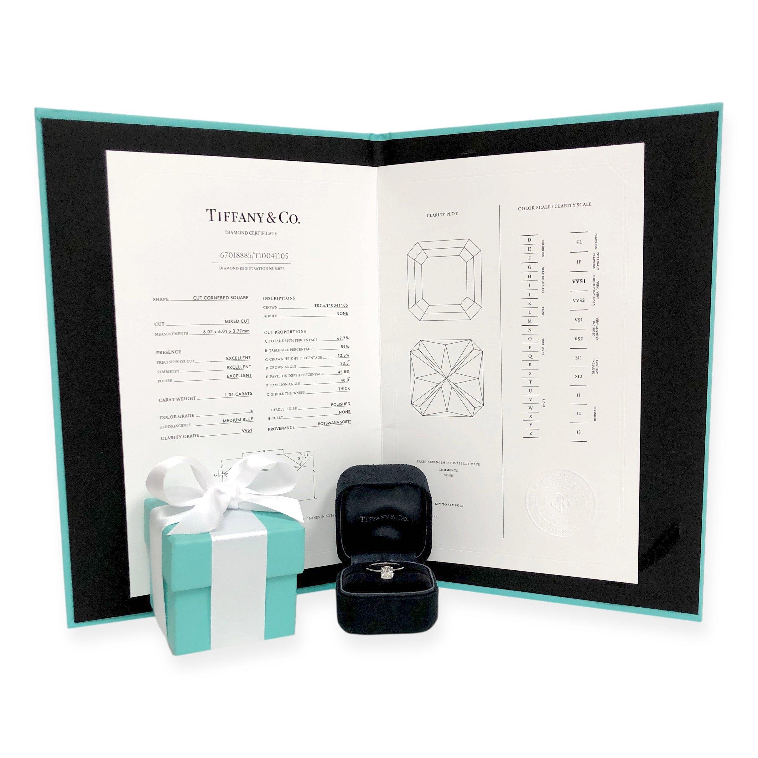 Tiffany & Co. Platinum True Cut Diamond Engagement Ring 1.04ct E VVS1 1