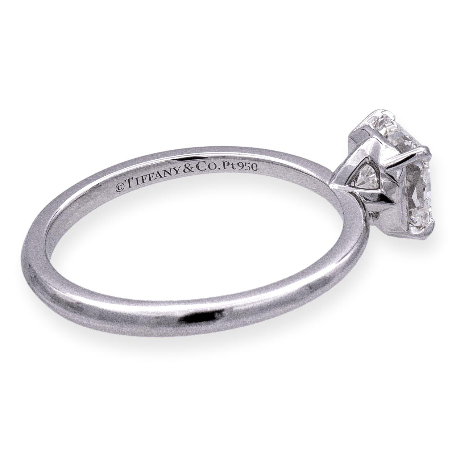 Tiffany & Co. Verlobungsring aus Platin mit True Cut-Diamant 1,04 Karat I VVS1 (Carréeschliff)