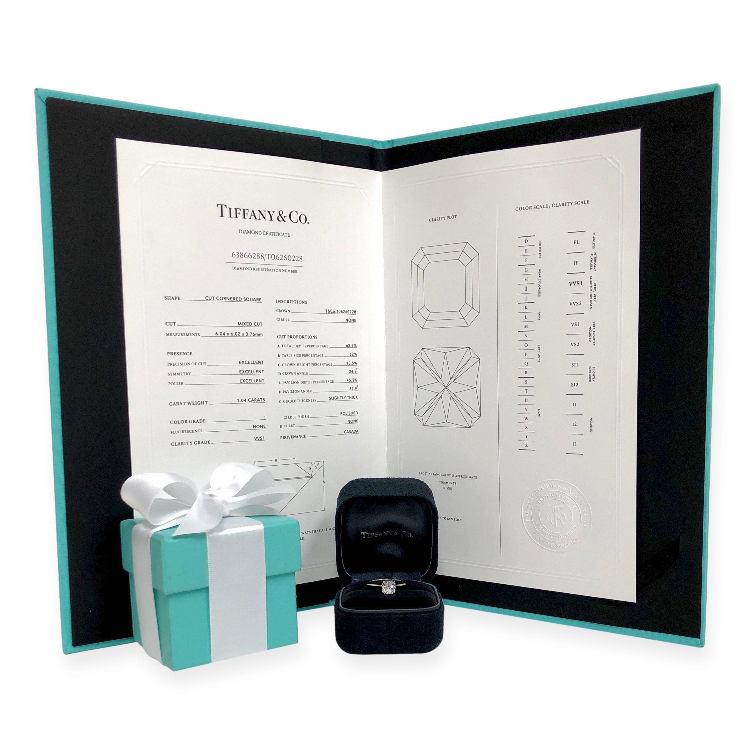 Tiffany & Co. Verlobungsring aus Platin mit True Cut-Diamant 1,04 Karat I VVS1 3