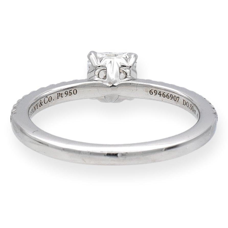 Square Cut Tiffany & Co. Platinum True Cut Diamond Engagement Ring .59ct TW FVS1