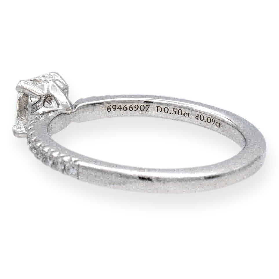 Tiffany & Co. Platinum True Cut Diamond Engagement Ring .59ct TW FVS1 In Excellent Condition For Sale In New York, NY