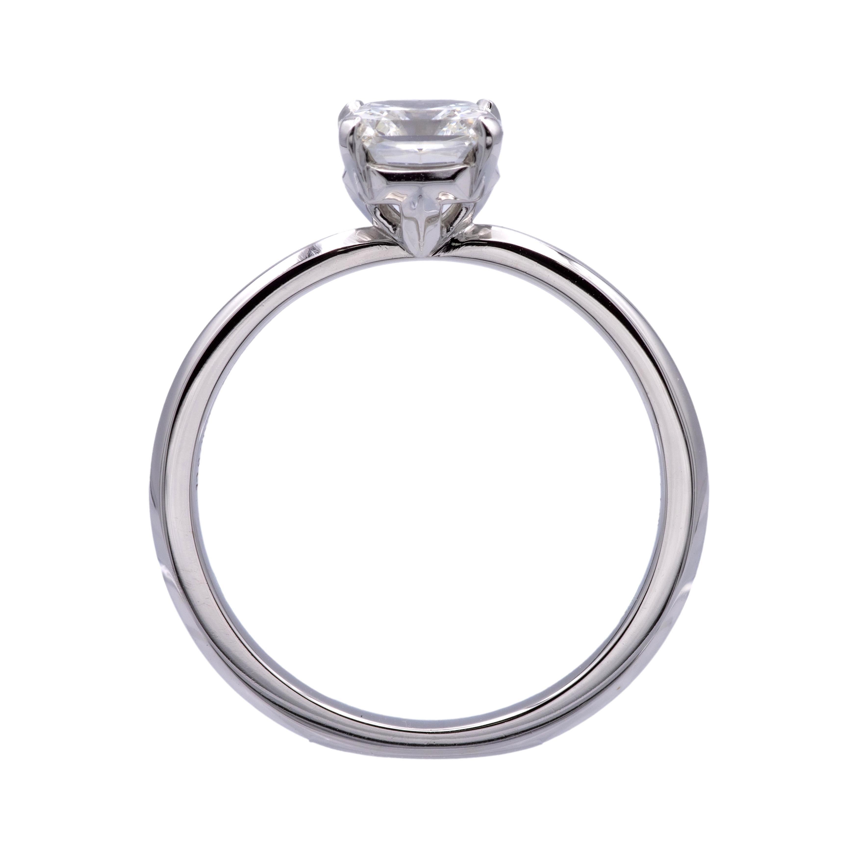 Asscher Cut Tiffany & Co. Platinum True Cut Diamond Engagement Ring .78ct IVS2 For Sale