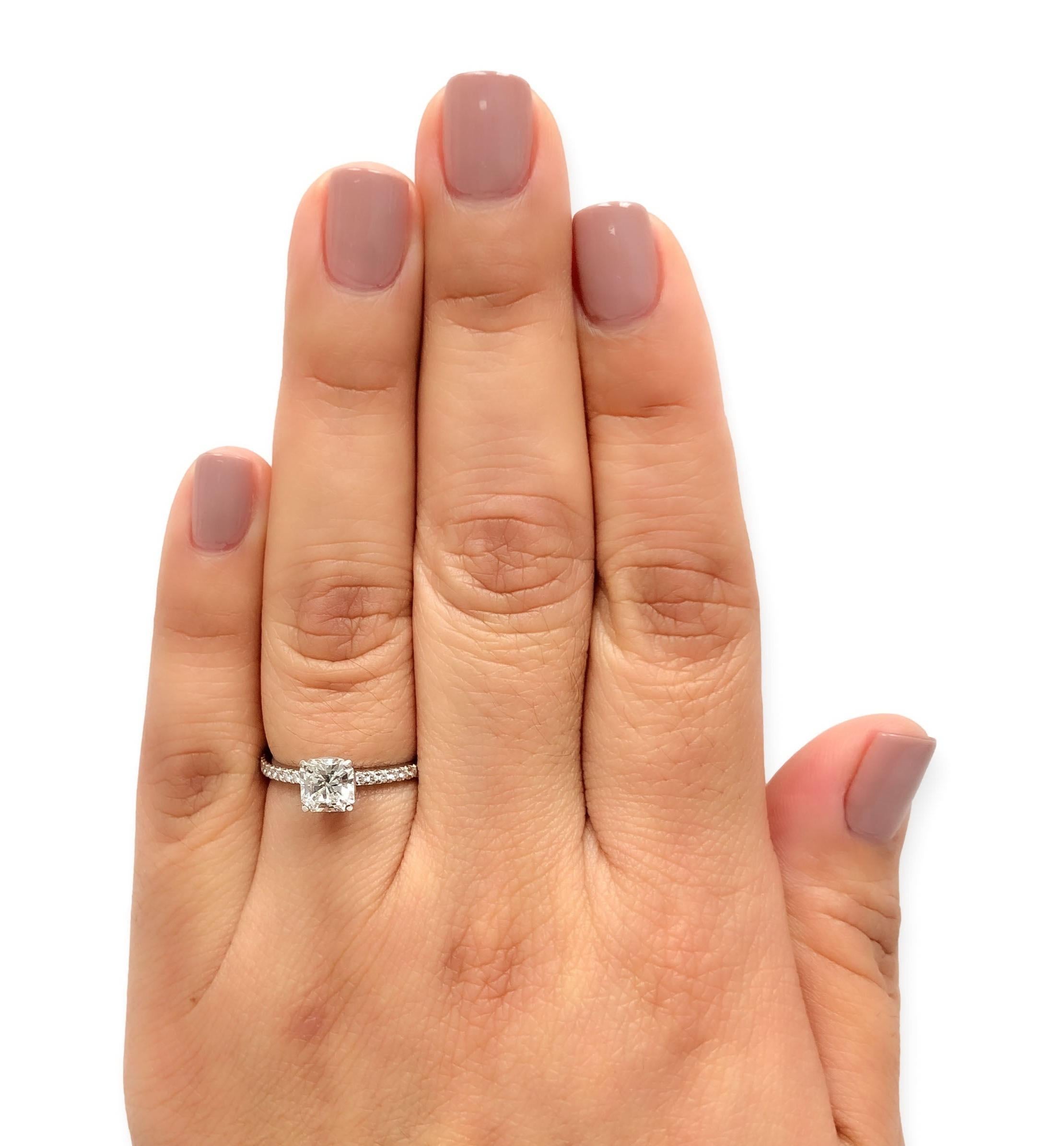 Square Cut Tiffany & Co. Platinum True Cut Diamond Engagement Ring .99 Carat Tw H VVS2