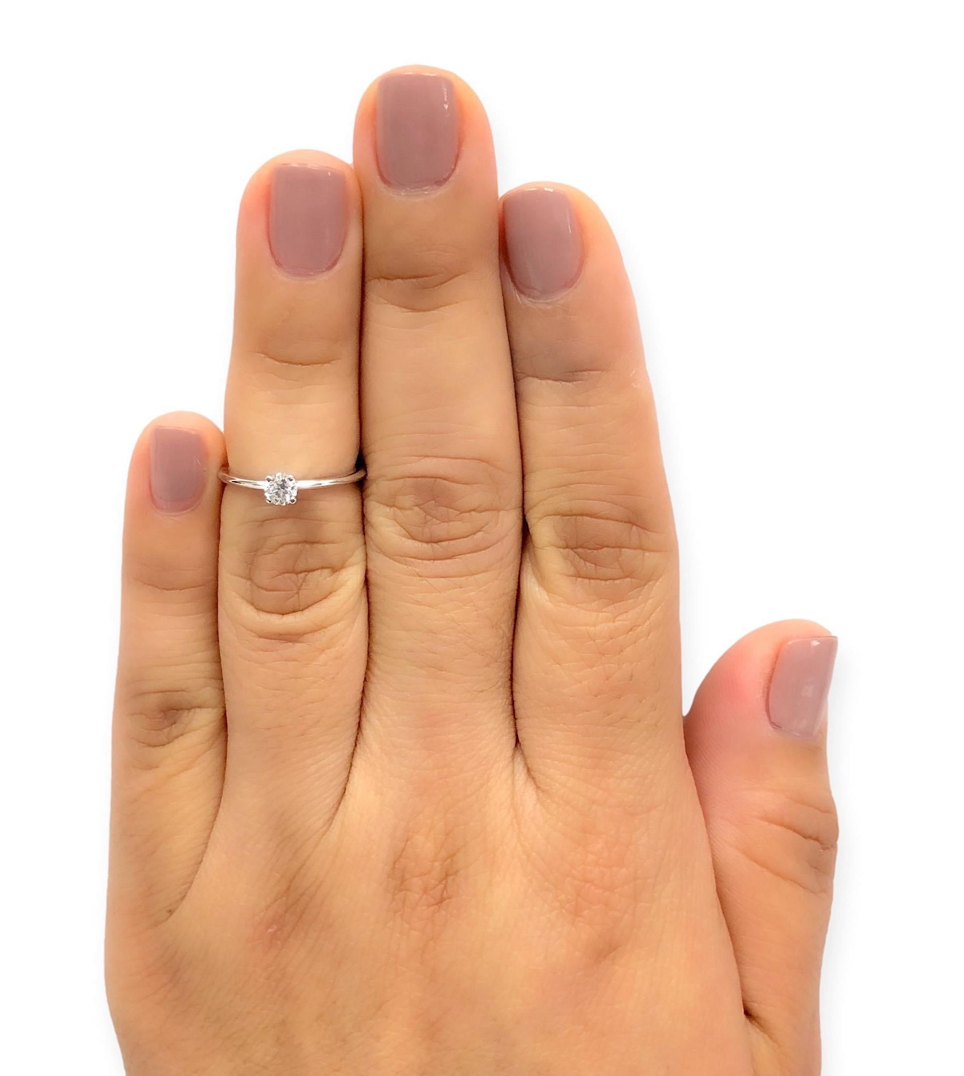 Modern Tiffany & Co. Platinum True Round Diamond Engagement Ring  .20 ct EVS1 For Sale