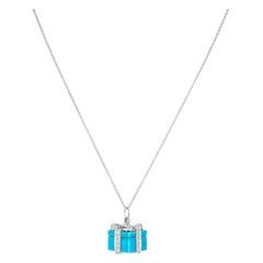 Tiffany & Co. Platinum Turquoise & Diamond Gift Charm Pendant