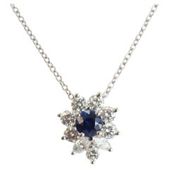 Used Tiffany & Co. Platinum Victoria Diamond and Sapphire Pendant