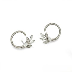 Tiffany & Co Platinum Victoria Diamond Vine Circle Earrings