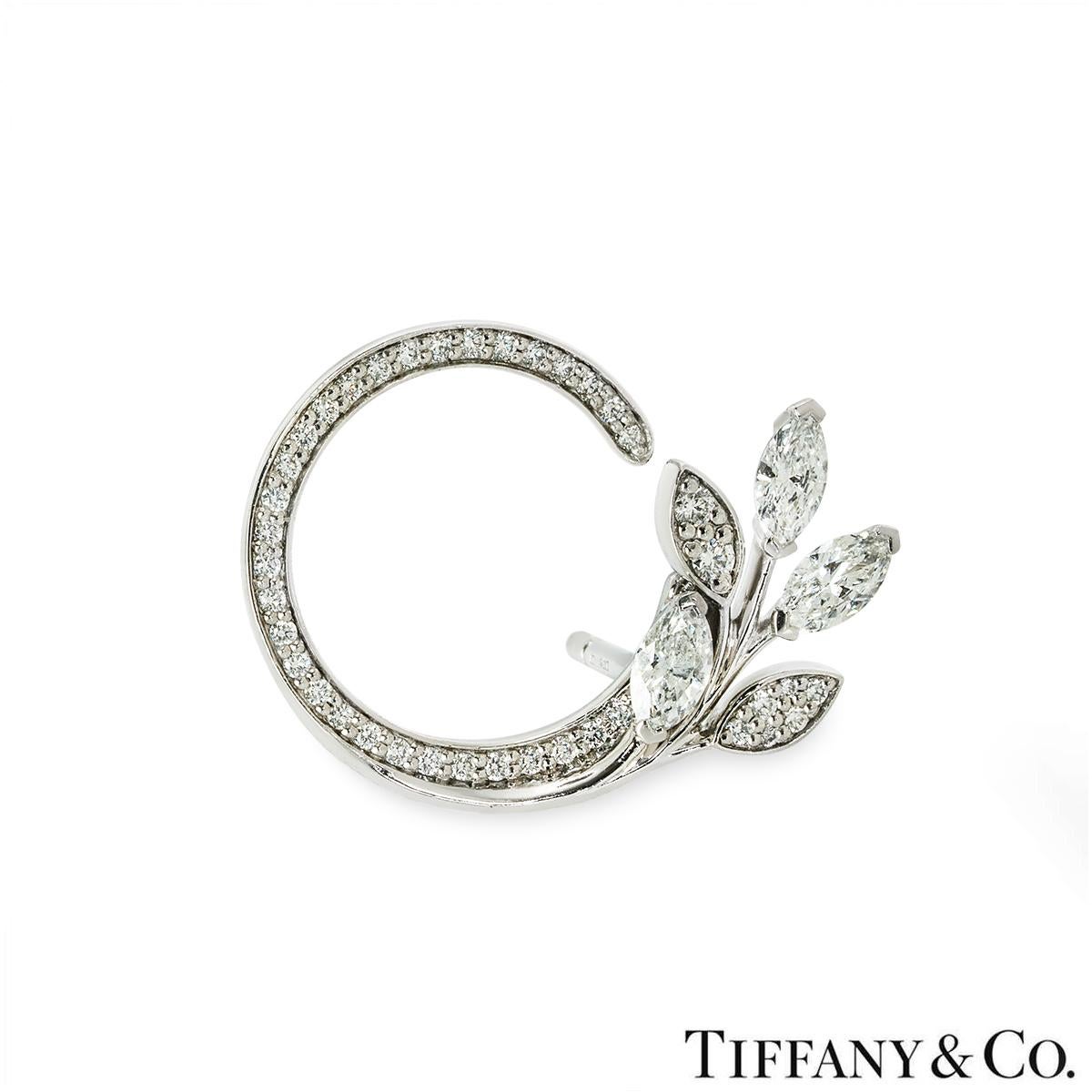 Round Cut Tiffany & Co Platinum Victoria Diamond Vine Circle Earrings For Sale