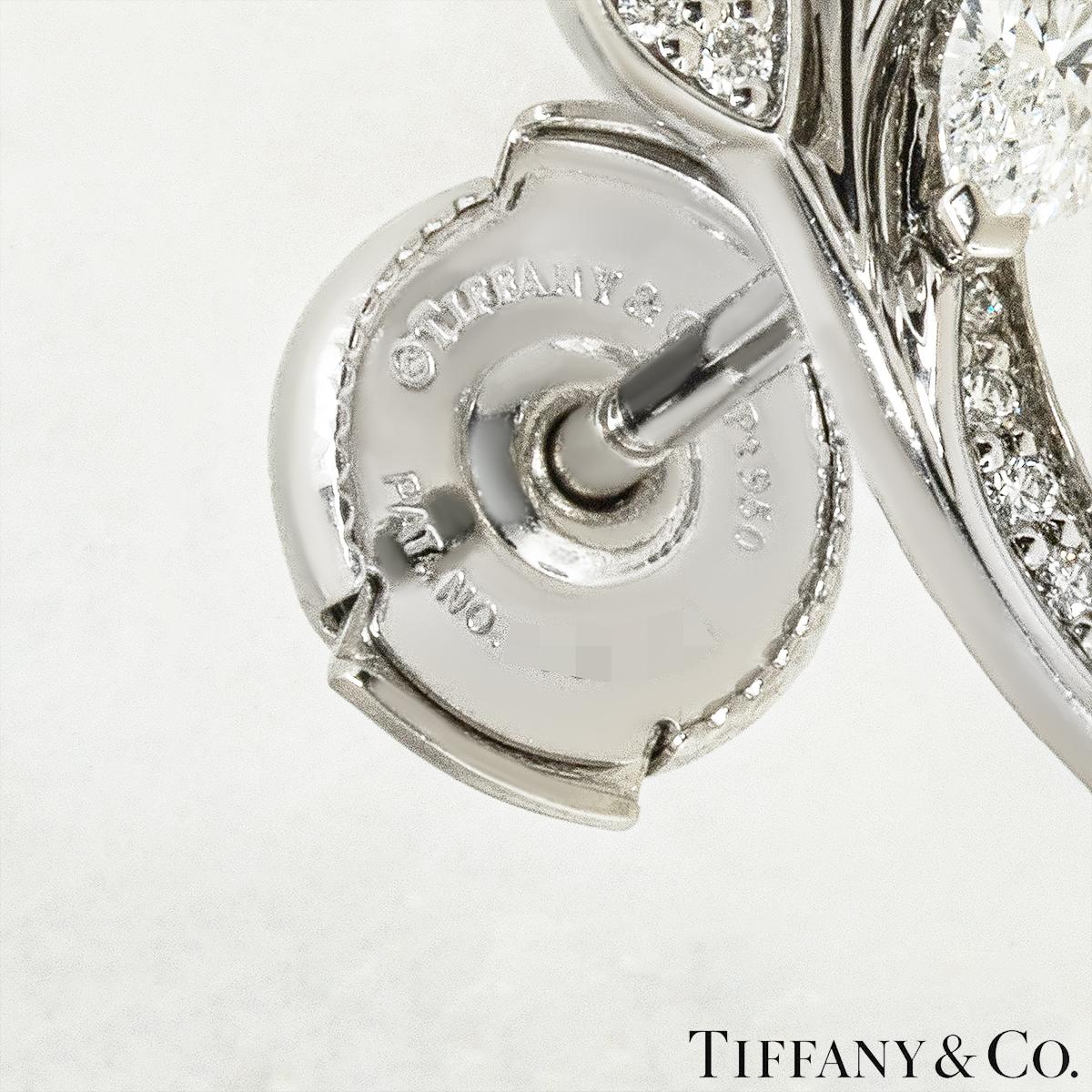 Tiffany & Co Platinum Victoria Diamond Vine Circle Earrings For Sale 2