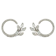 Tiffany & Co Platinum Victoria Diamond Vine Circle Earrings