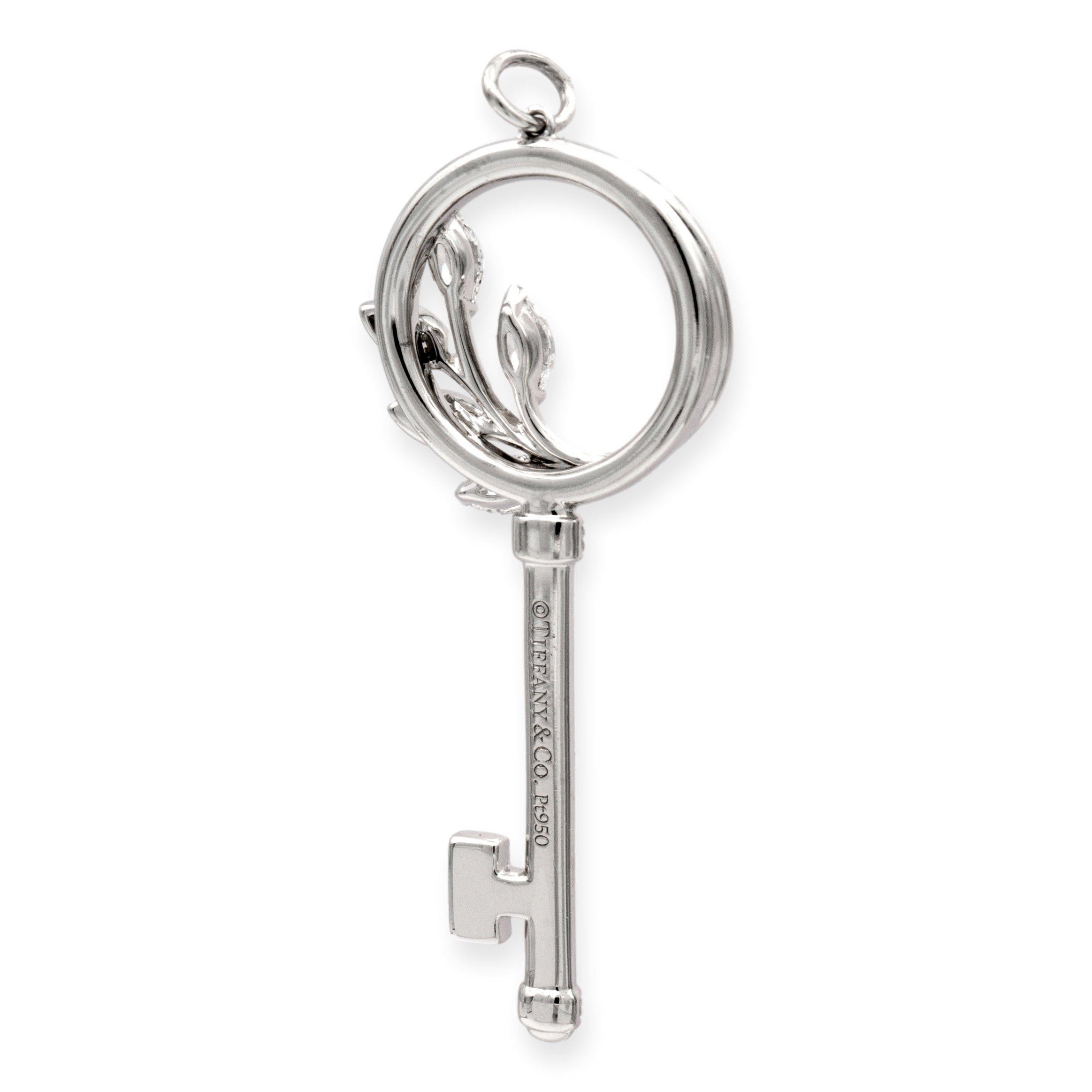 Modern Tiffany & Co. Platinum Victoria Diamond Vine Key Circle Pendant Medium