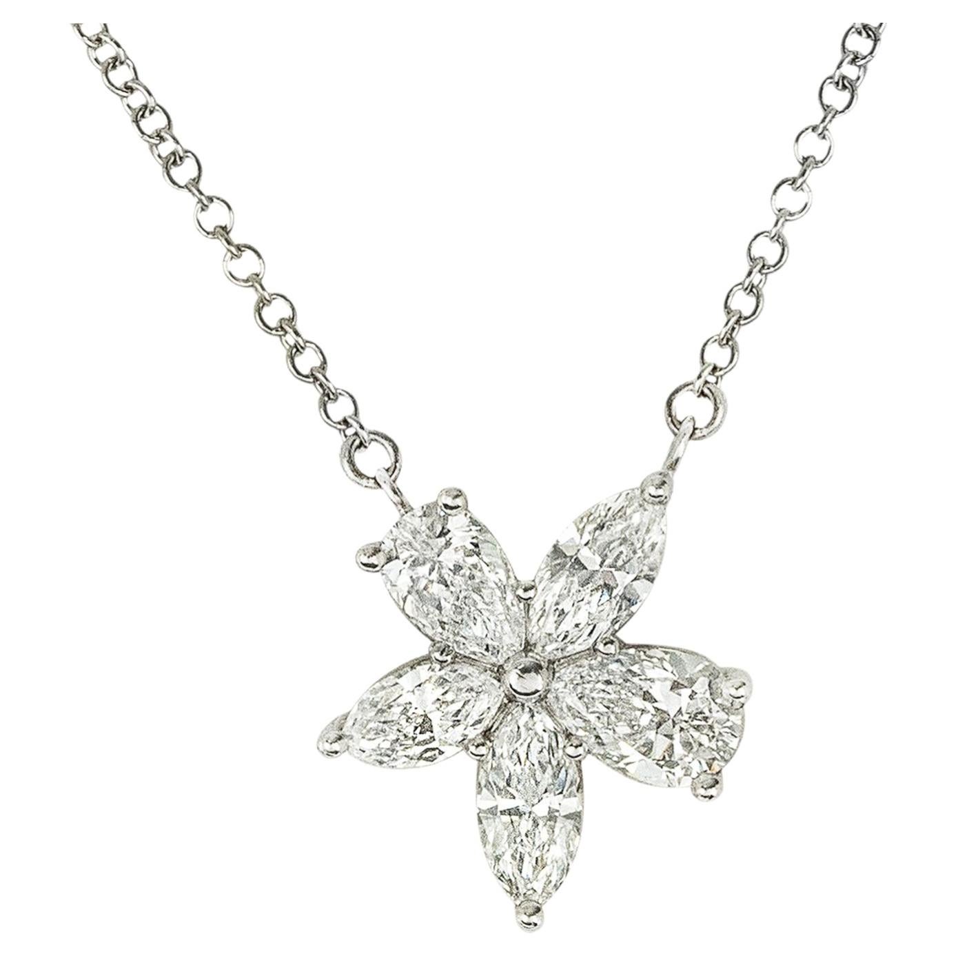 Tiffany & Co. Platinum Victoria Mixed Cluster Diamond Pendant 0.88ct 34939926