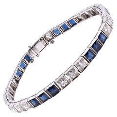 Tiffany & Co. Platinum Vintage Art Deco Sapphire and Diamond Tennis Bracelet
