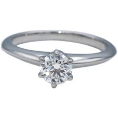 TIFFANY CO. Platinum VVS1/I Diamond Engagement Ring .47CT w/ Cert And Box