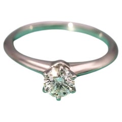 TIFFANY CO. Platinum VVS1/I Diamond Engagement Ring .47CT w/ Cert And Box