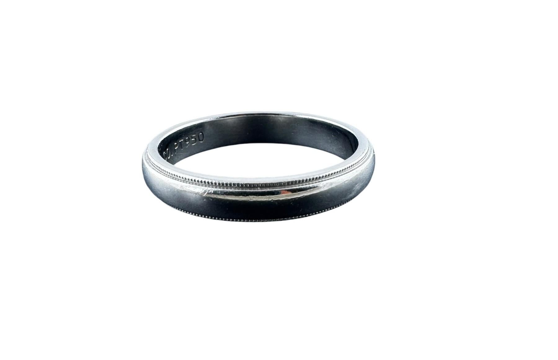 Tiffany & Co. Anneau de mariage en platine à grain de mil Taille 10.25 #22627 Pour femmes en vente