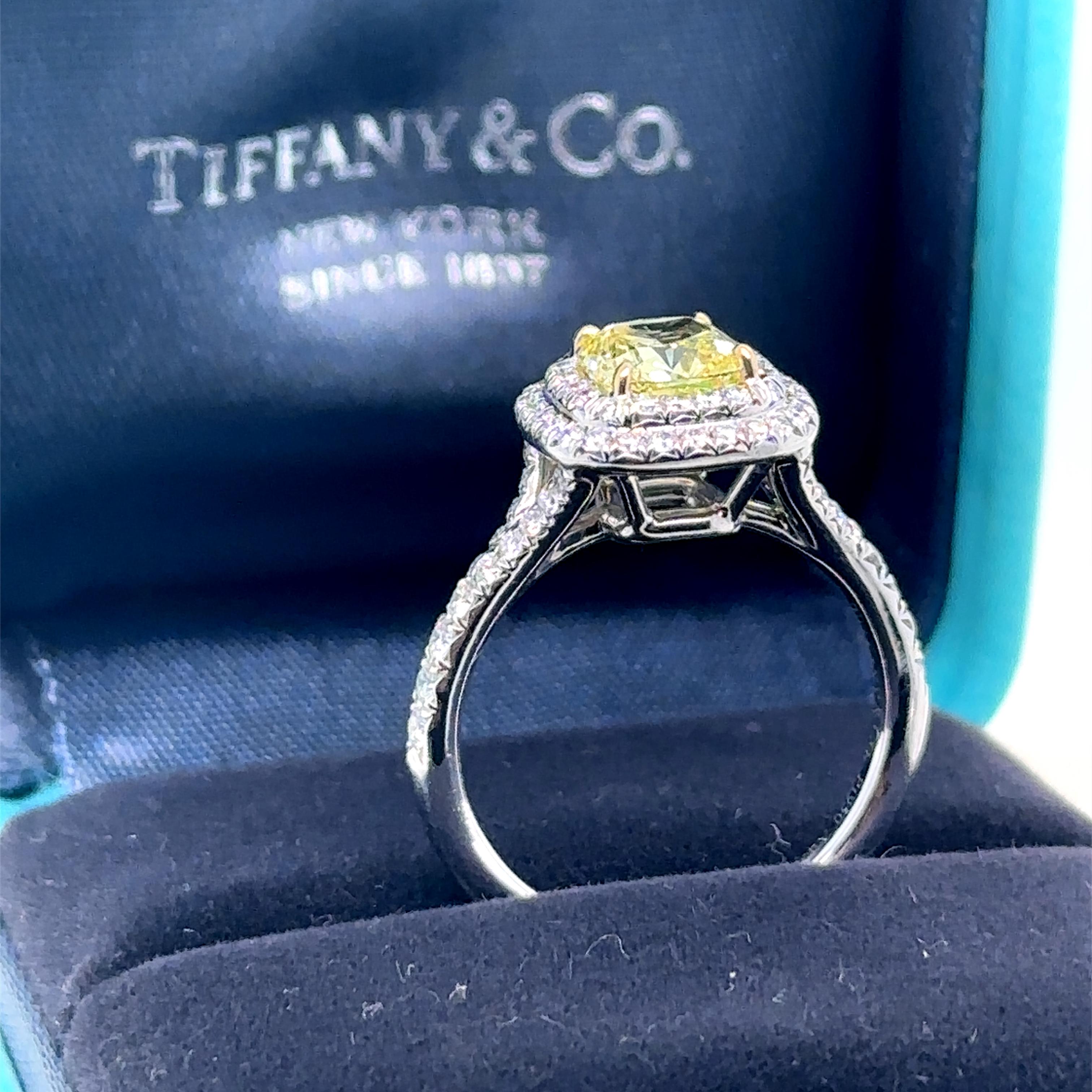 Tiffany & Co Verlobungsring aus Platin mit gelbem Diamant 1,41 Karat 5