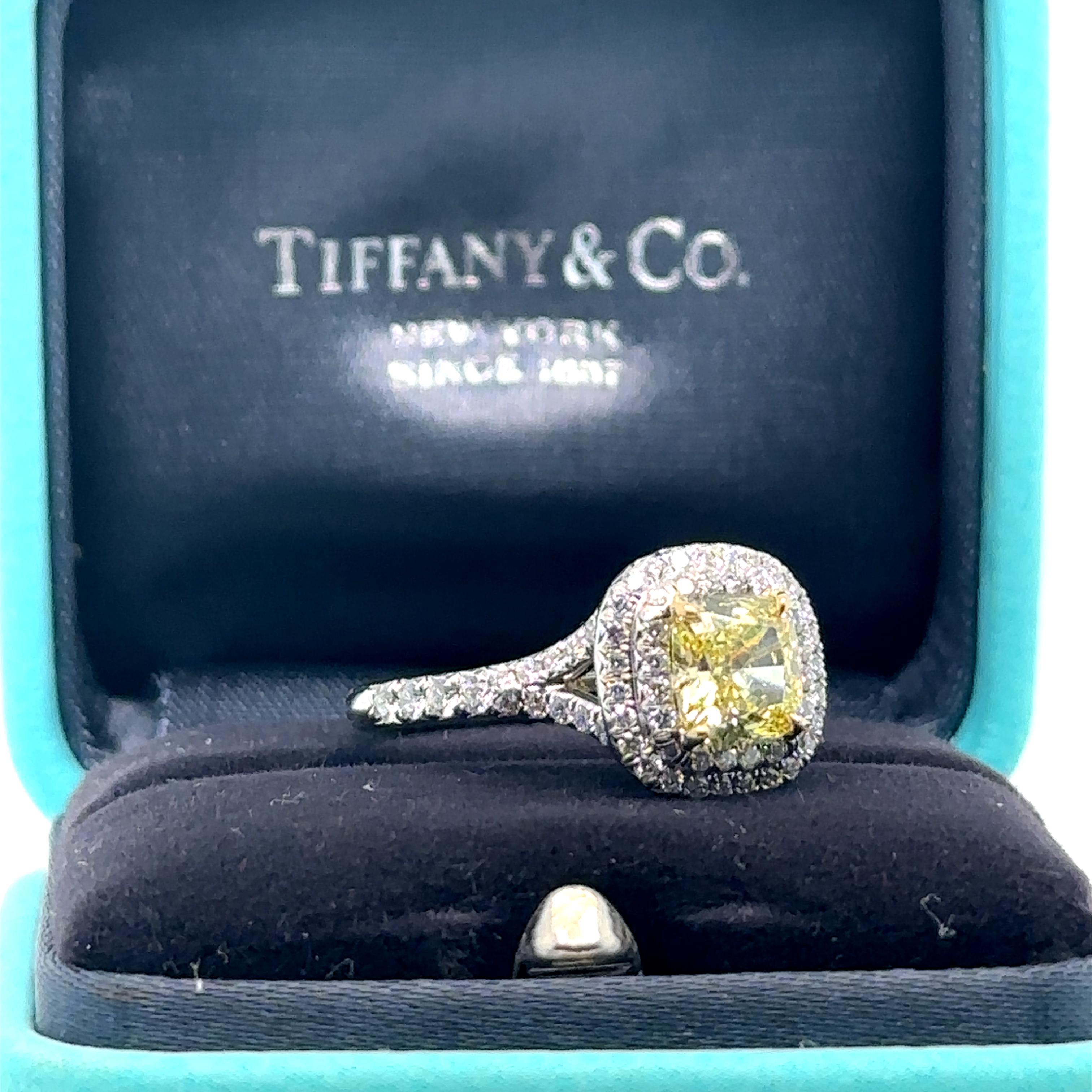 Tiffany & Co Verlobungsring aus Platin mit gelbem Diamant 1,41 Karat 6