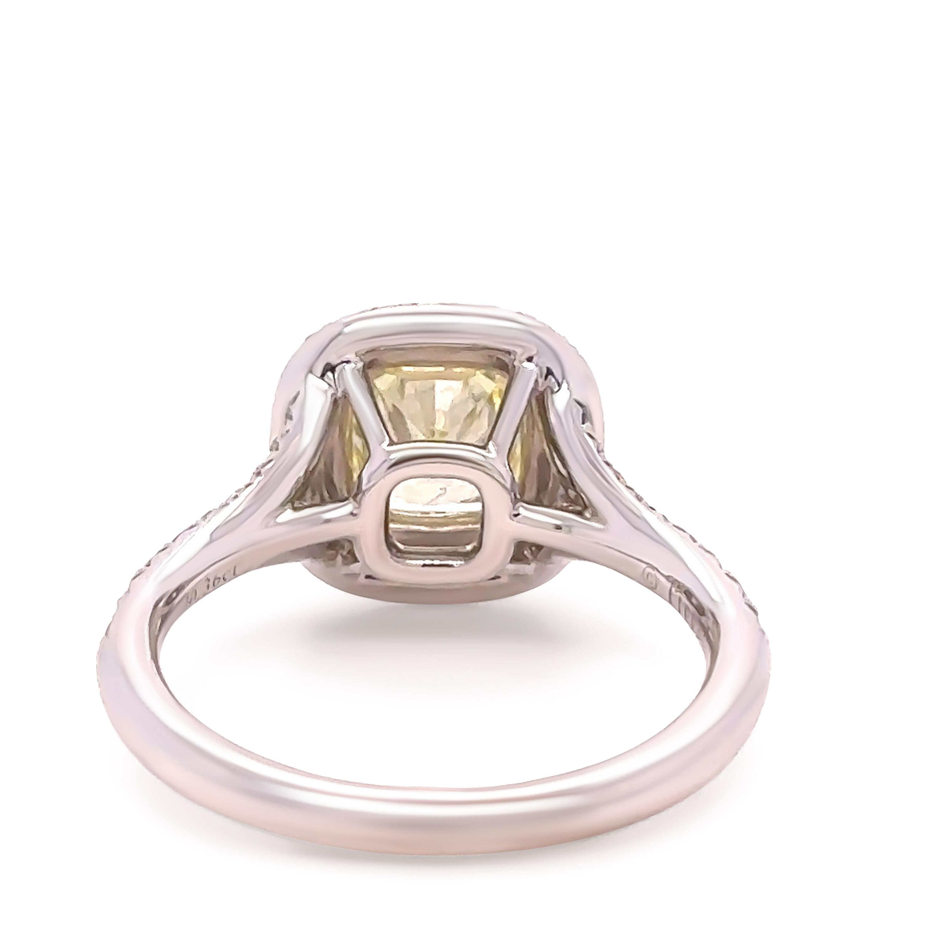 Tiffany & Co Verlobungsring aus Platin mit gelbem Diamant 1,41 Karat im Zustand „Hervorragend“ in SYDNEY, NSW