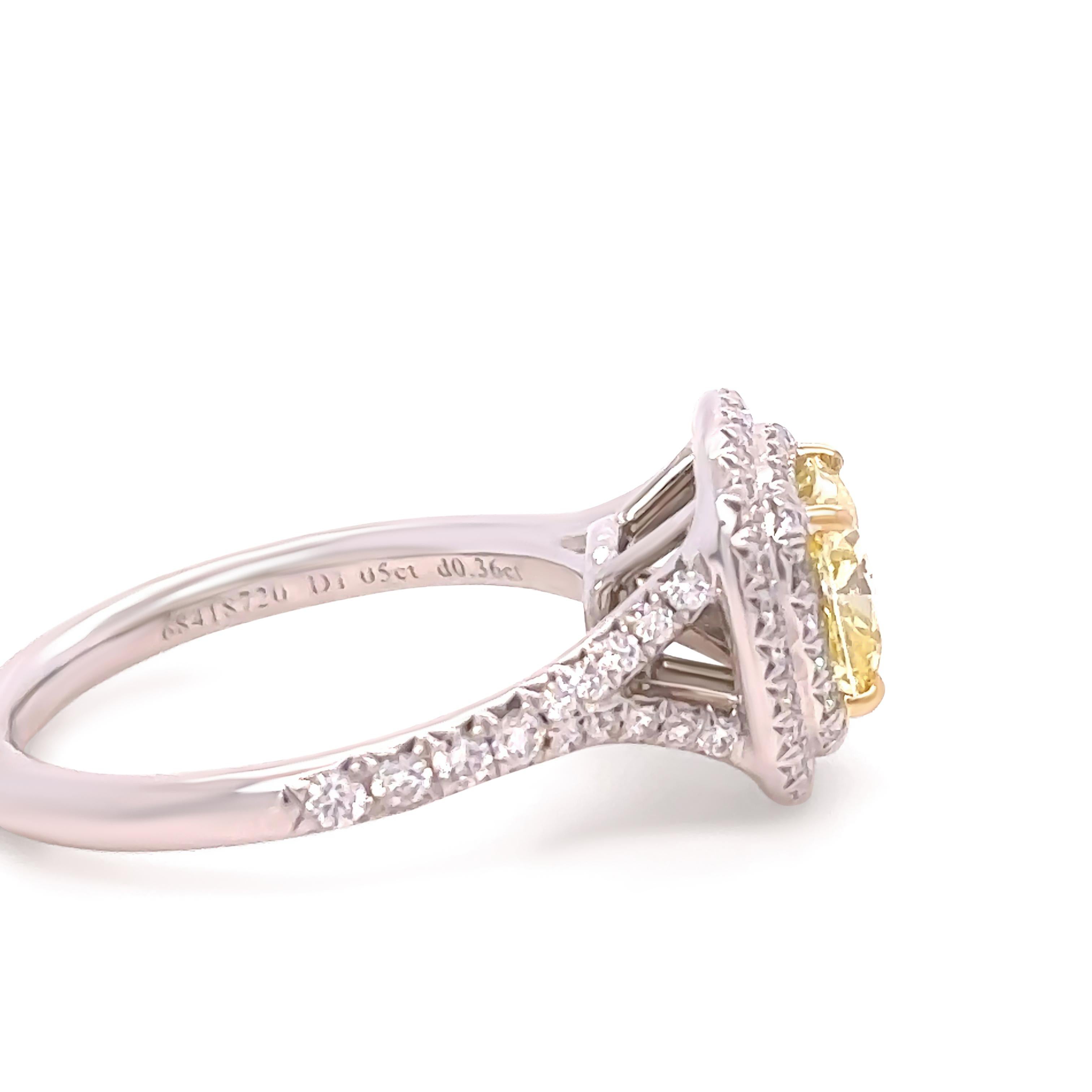 Tiffany & Co Verlobungsring aus Platin mit gelbem Diamant 1,41 Karat Damen