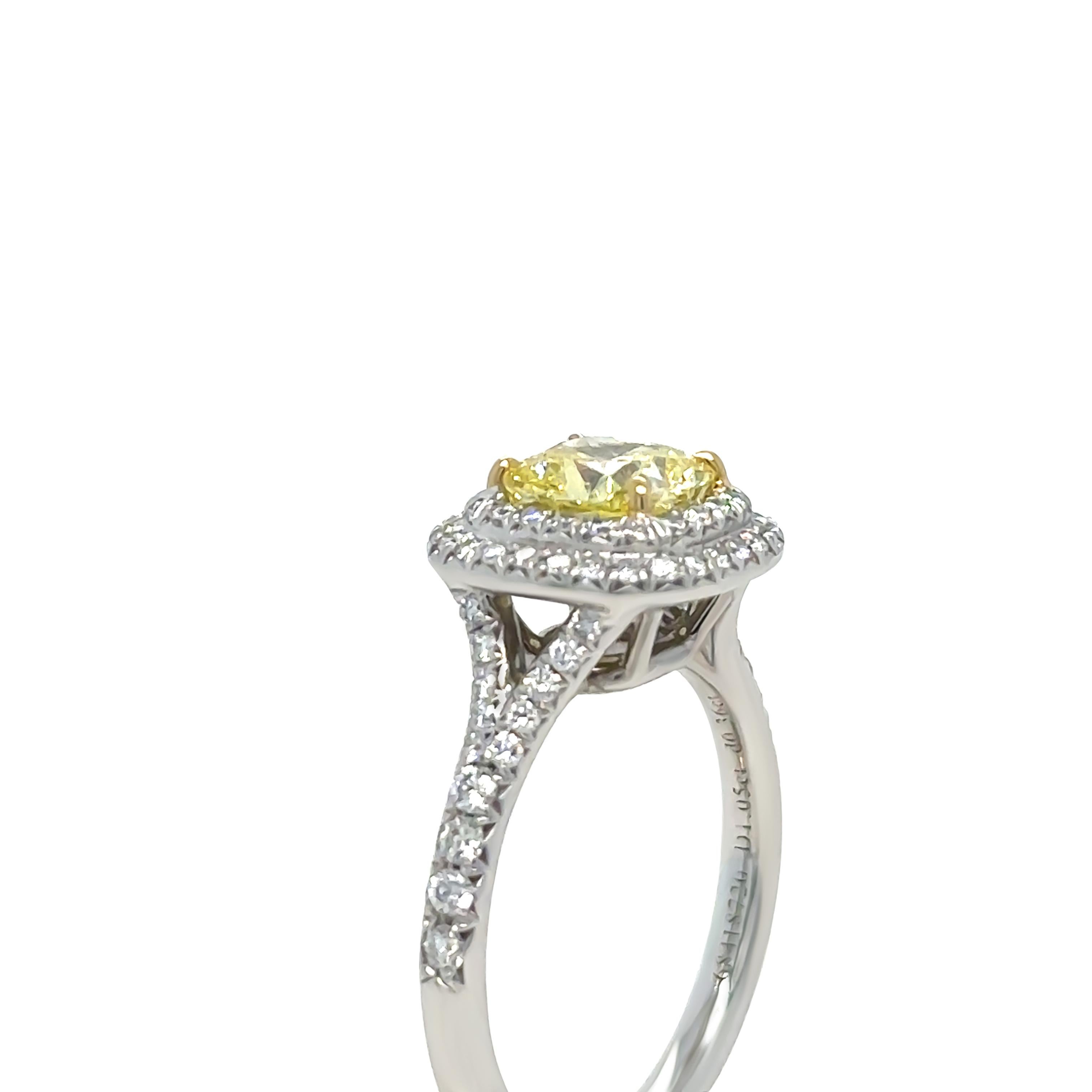 Tiffany & Co Verlobungsring aus Platin mit gelbem Diamant 1,41 Karat 2