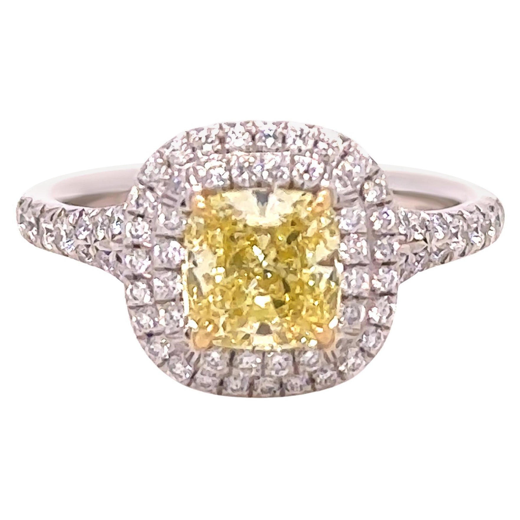 Tiffany 
Co Platinum Yellow Diamond Engagement Ring 1.41ct