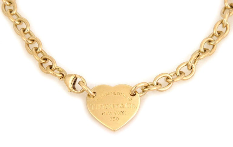 Tiffany and Co. Please Return 18k Yellow Gold Heart Tag Pendant