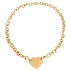 Tiffany & Co. Please Return 18k Yellow Gold Heart Tag Pendant Necklace