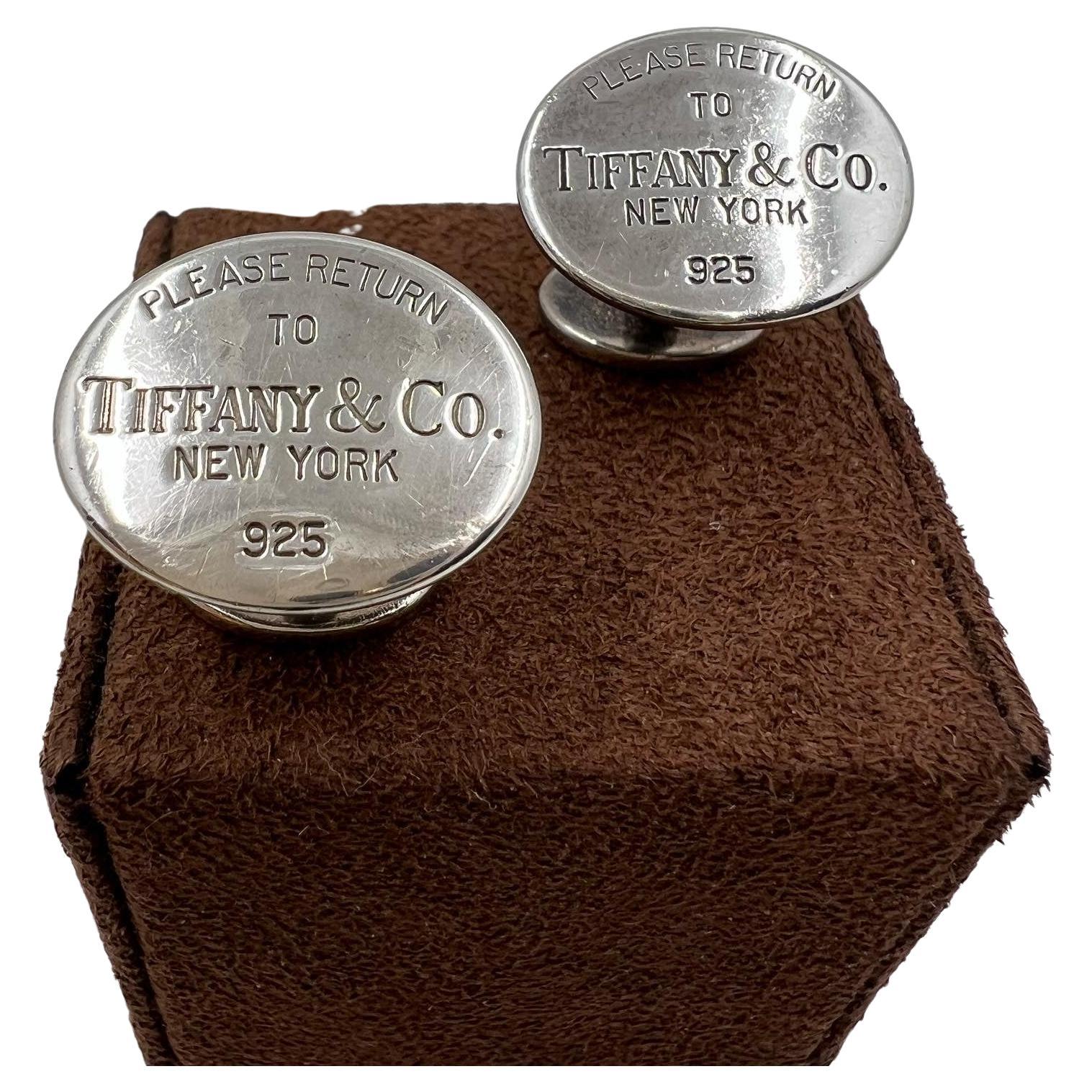 Tiffany & CO.  "Please return to" silver cufflinks For Sale