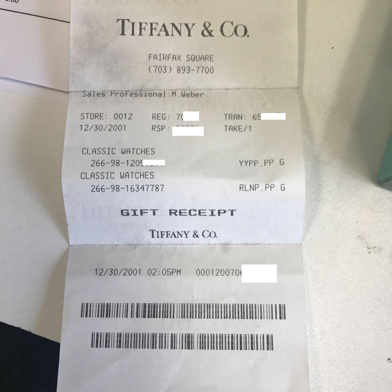 Tiffany and Co. Pocket Watch 18 Karat Gold with Solid Thick Chain, Box