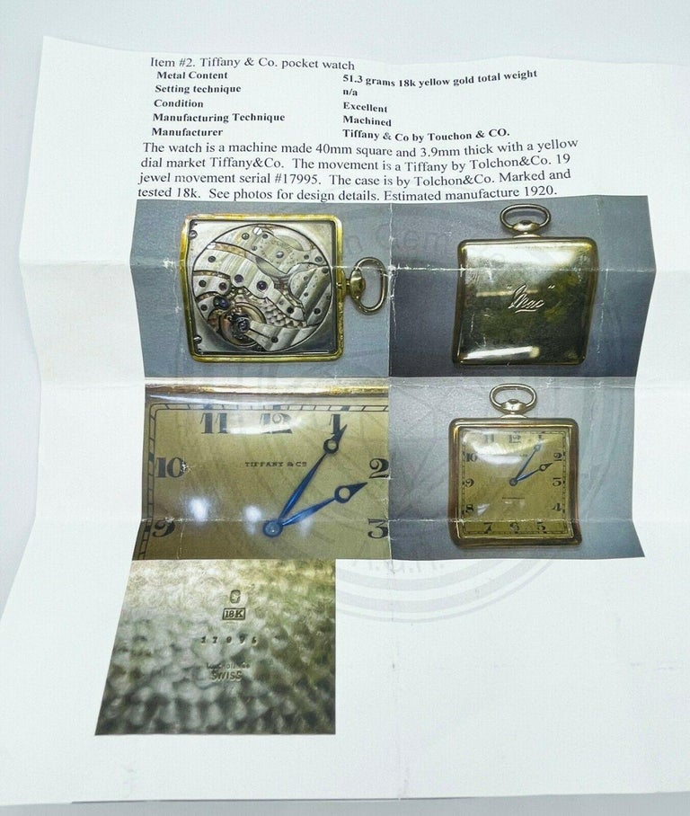 Tiffany and Co. Pocket Watch 18k Yellow Gold For Sale at 1stDibs