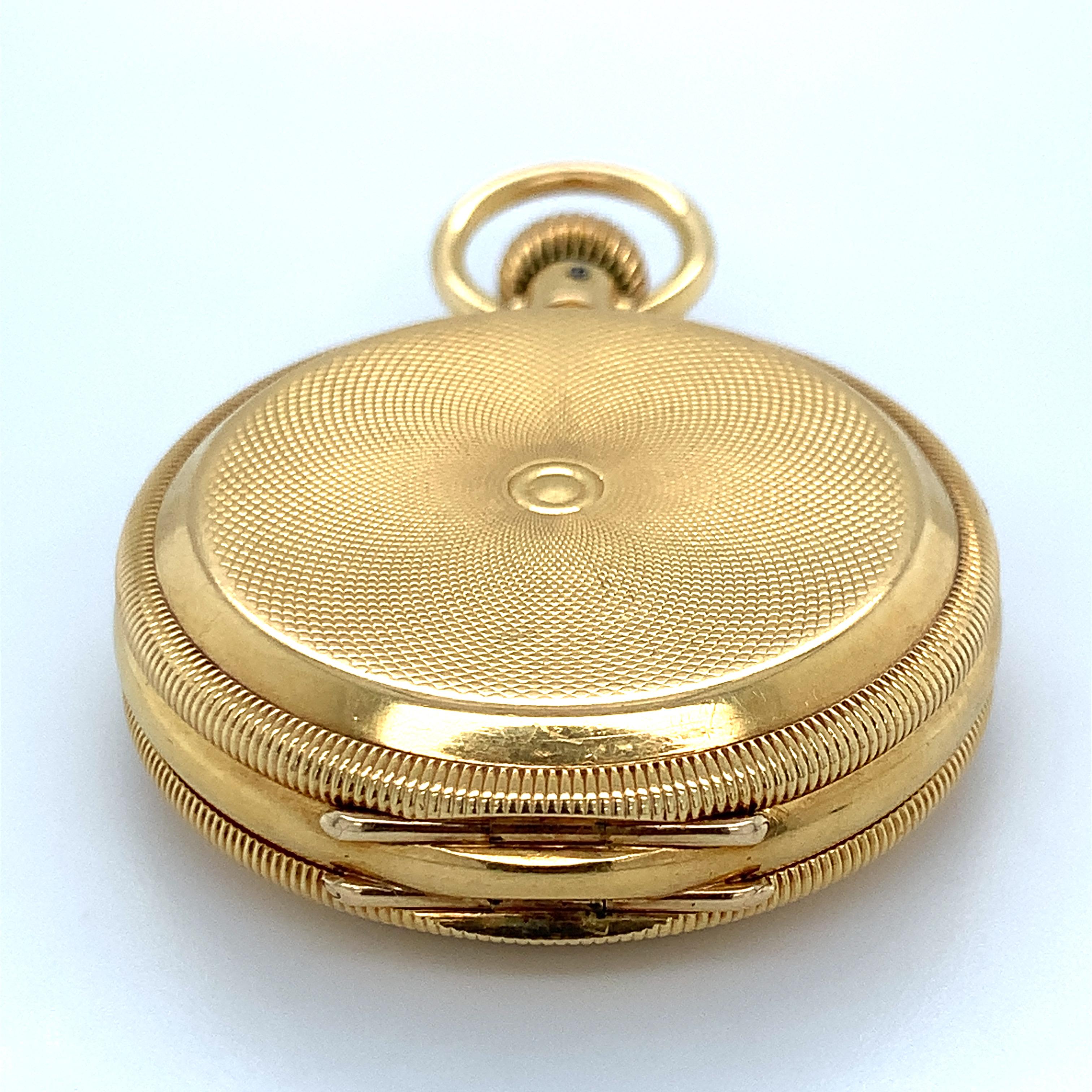 Orologio da tasca Tiffany & Co. in oro giallo 18 carati Hunter a carica manuale in vendita 6