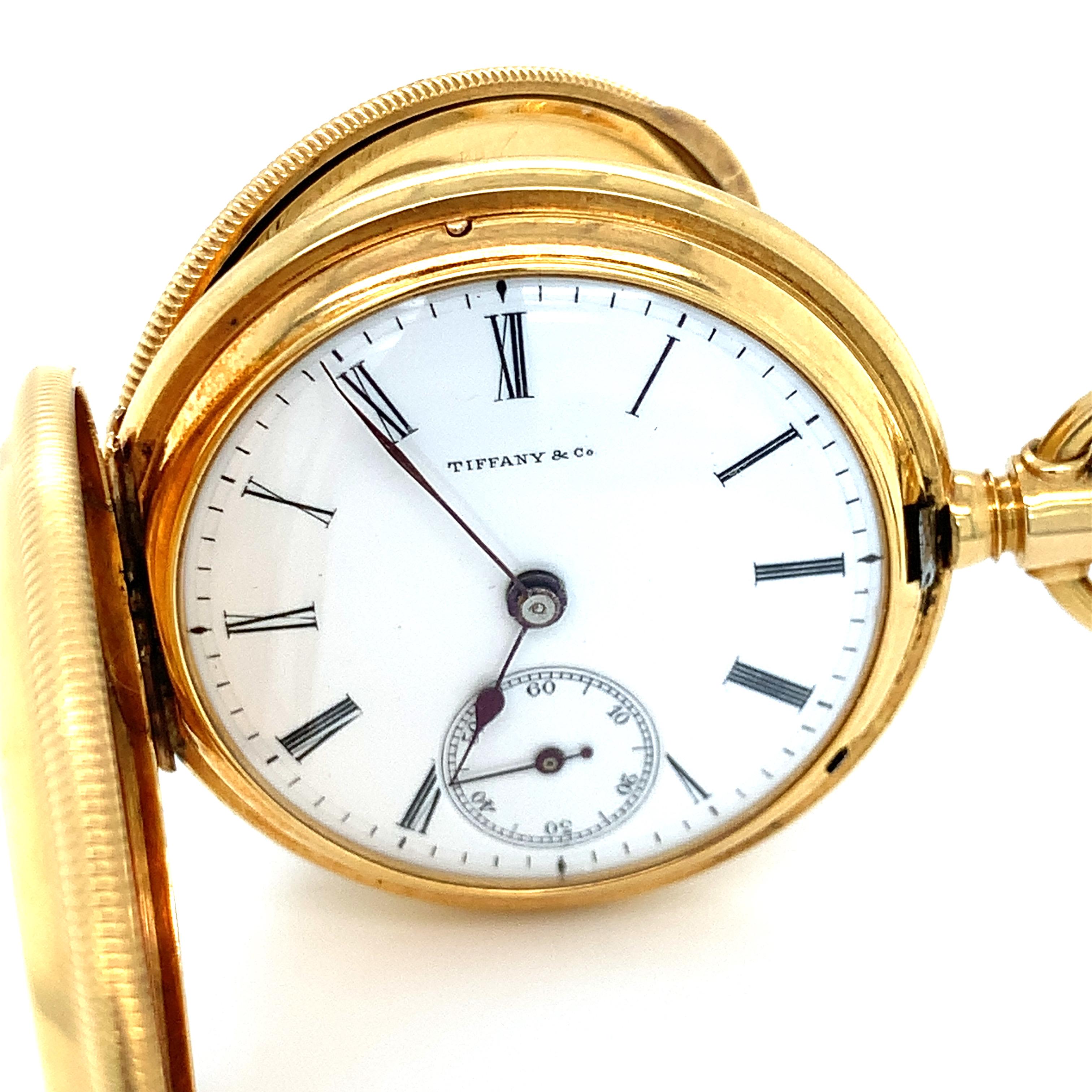 da uomo o donna Orologio da tasca Tiffany & Co. in oro giallo 18 carati Hunter a carica manuale in vendita