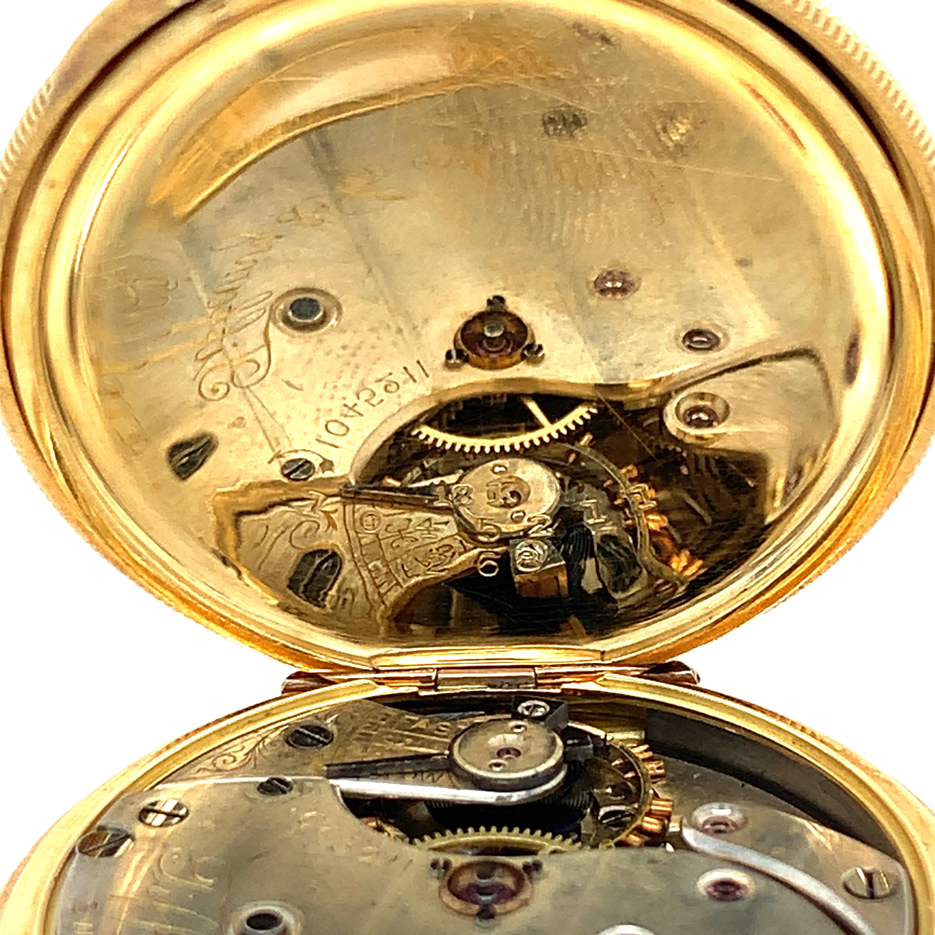 Orologio da tasca Tiffany & Co. in oro giallo 18 carati Hunter a carica manuale in vendita 4