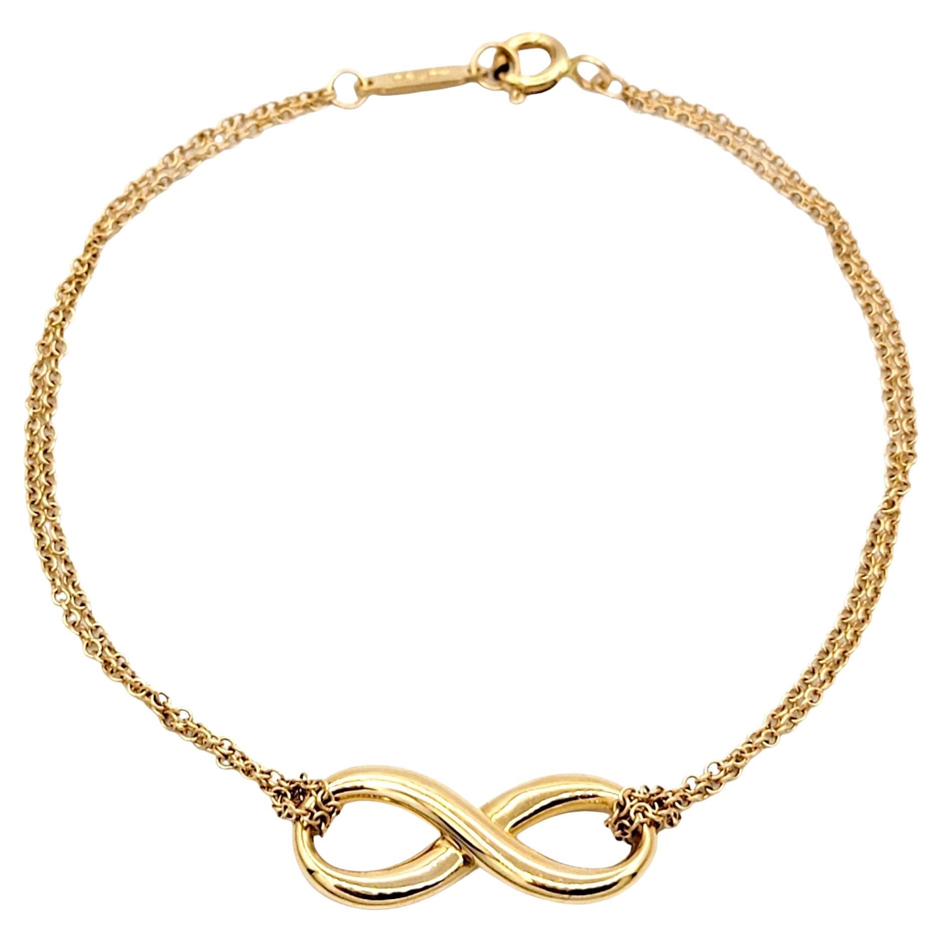 Tiffany & Co. Polished 18 Karat Rose Gold Infinity Double Strand Chain Bracelet  For Sale