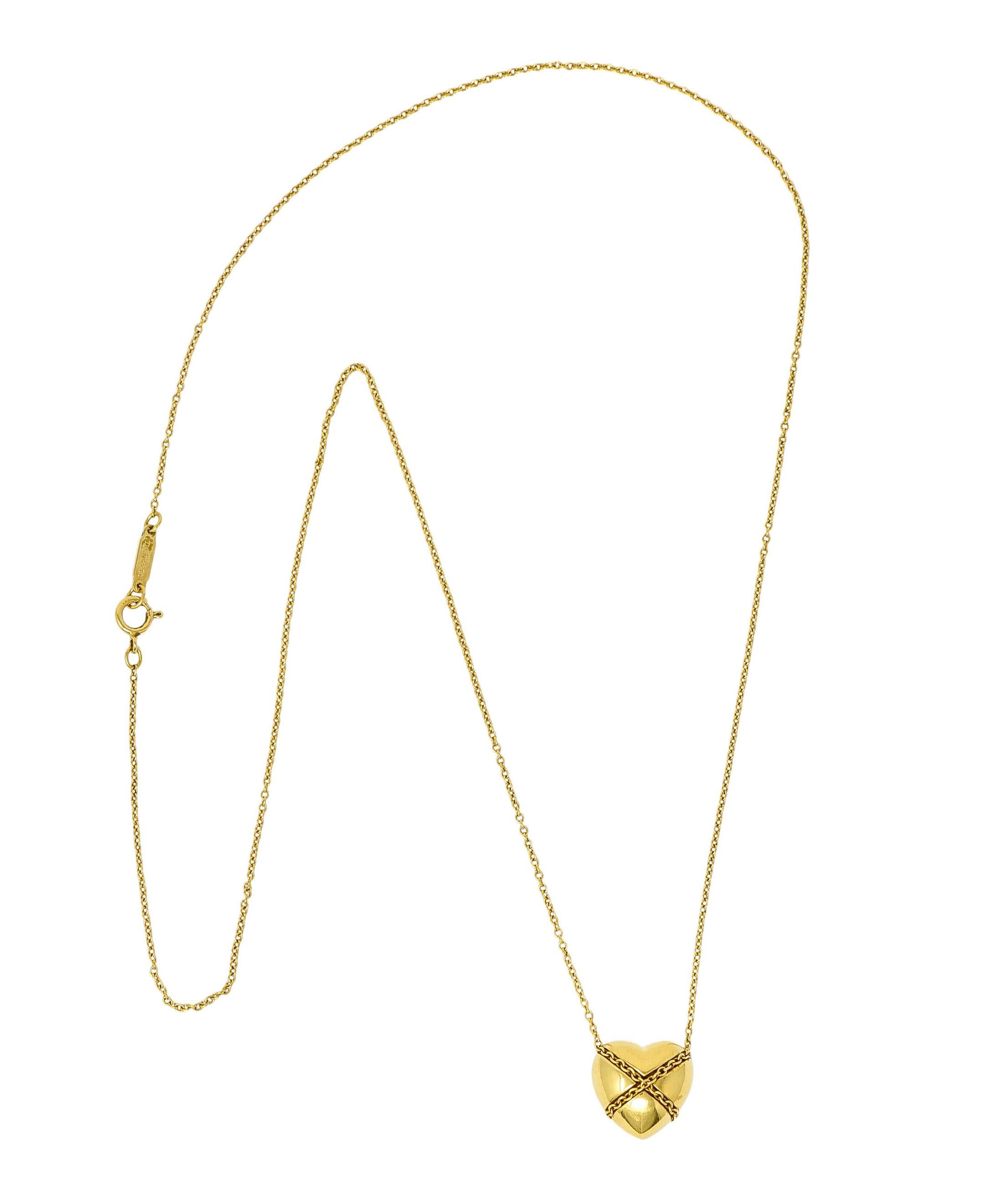 Tiffany & Co. Polished 18 Karat Yellow Gold Cross My Heart Necklace 2