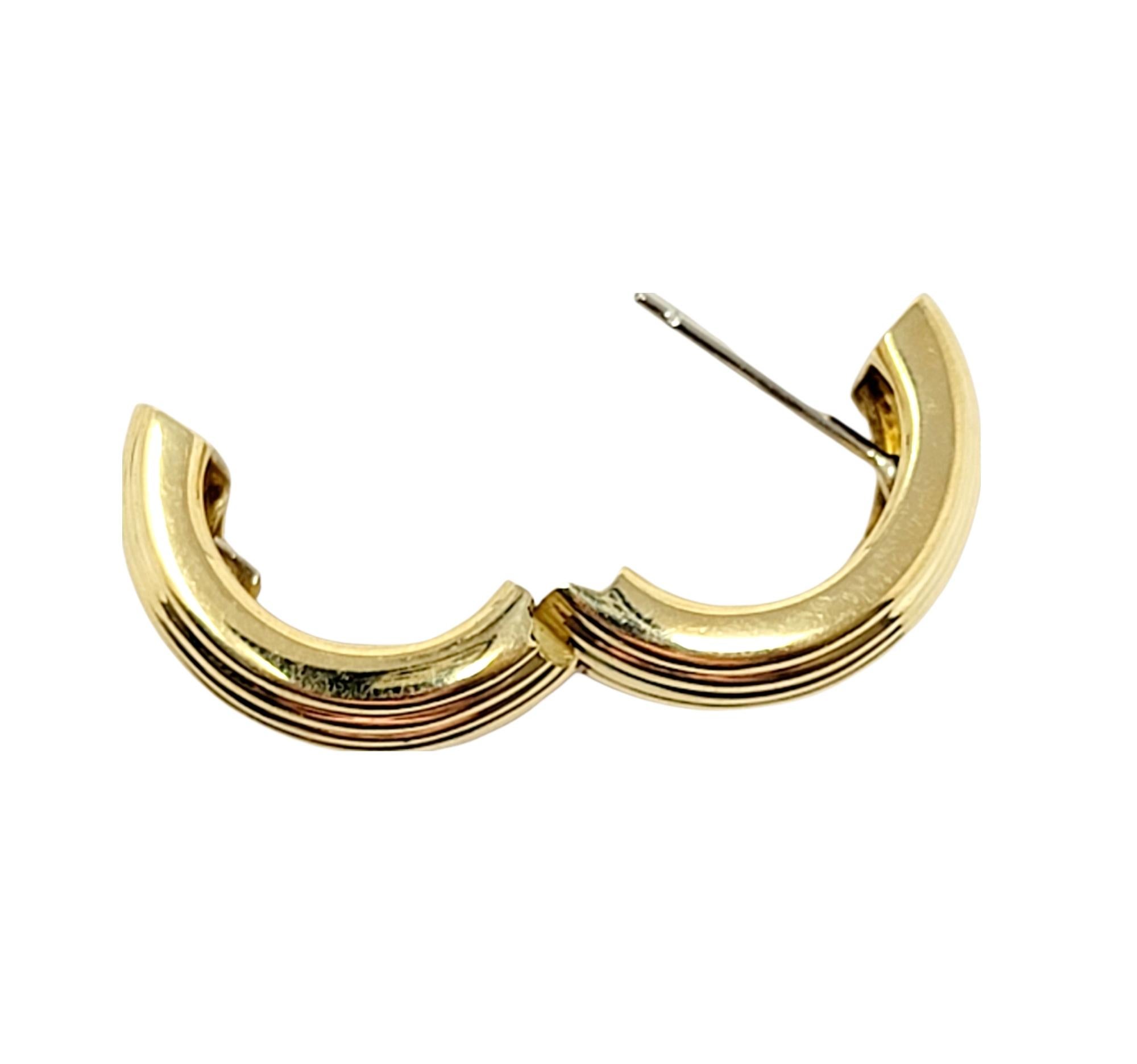 Tiffany & Co. Polished 18 Karat Yellow Gold Ridged Huggie Hoop Pierced Earrings 5